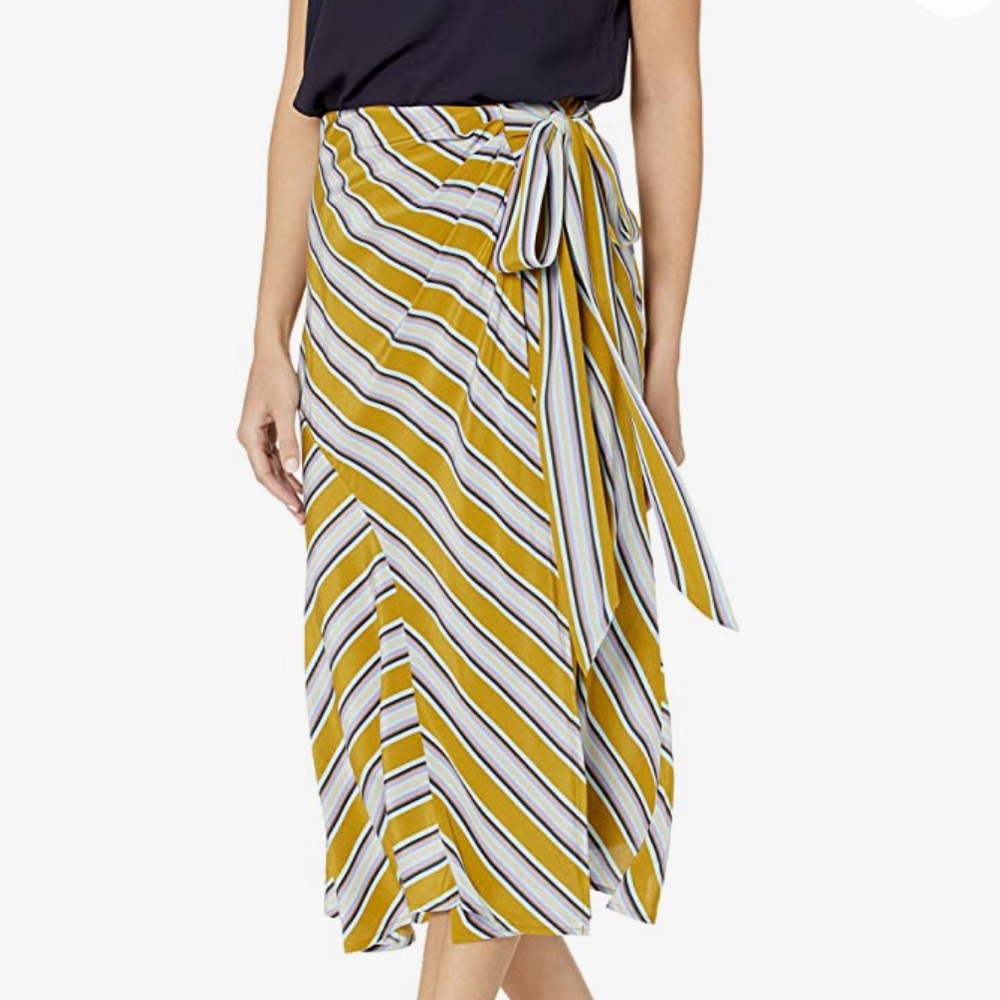 ASTR The Label Teagan Stripe Wrap Midi Skirt